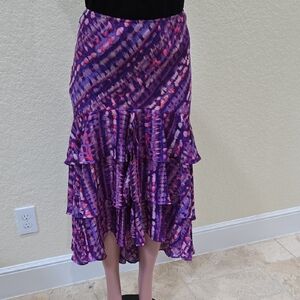 Cache Purple Asymmetrical Midi Skirt for Night Out